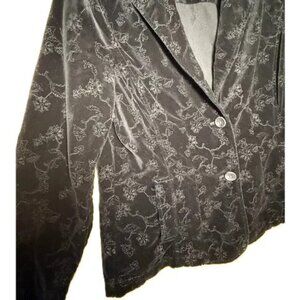 Whimsigoth VTG 90's Eddie Bauer Black Velvet Floral Embroidered Blazer Women's 6